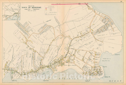 Historic Map : Atlas of Cape Ann, Gloucester, Rockport and Manchester, Rockport 1899 Page 24 , Vintage Wall Art