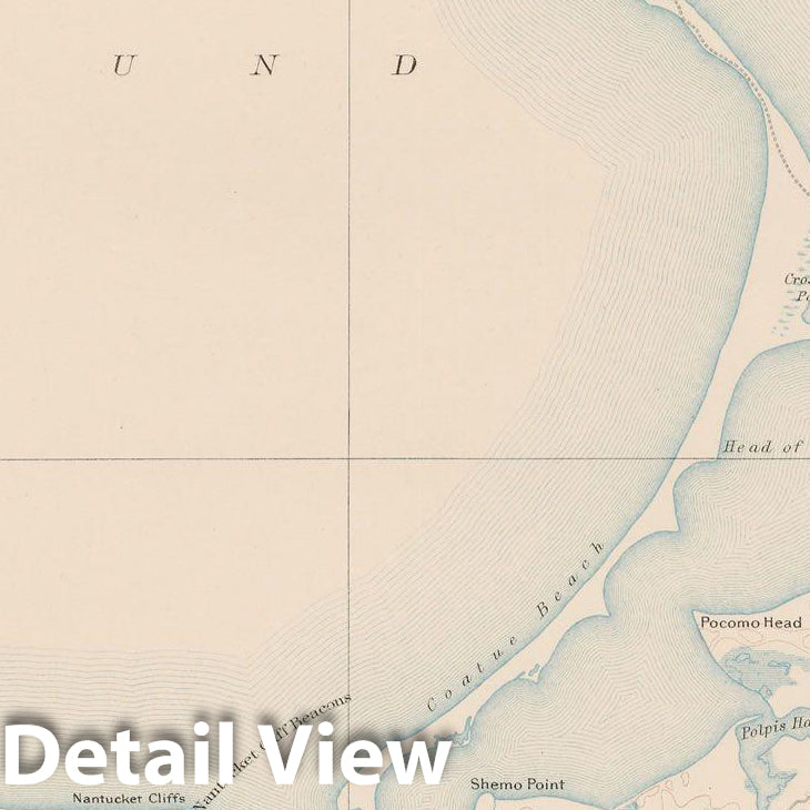 Historic Map : Nantucket 1890 Topographic Map , v2, Vintage Wall Art