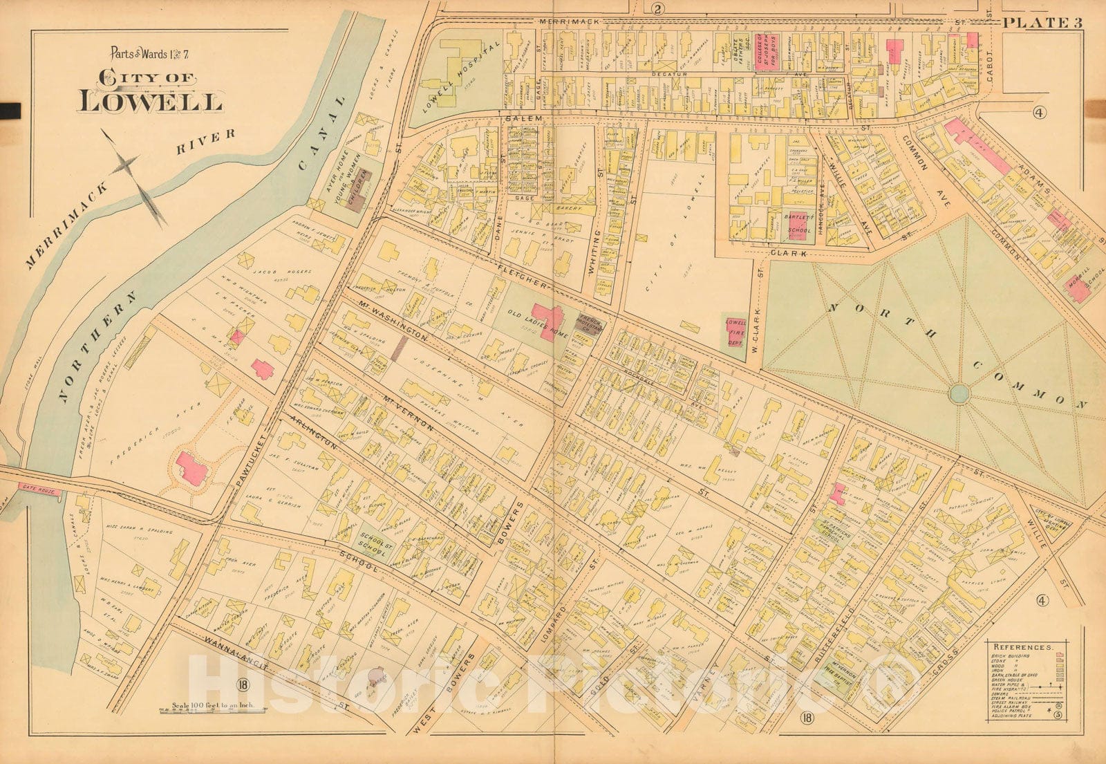 Historic Map : Atlas City of Lowell, 1896 Plate 003 , Vintage Wall Art