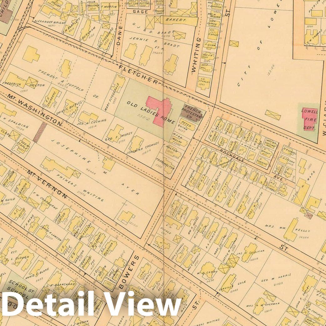 Historic Map : Atlas City of Lowell, 1896 Plate 003 , Vintage Wall Art