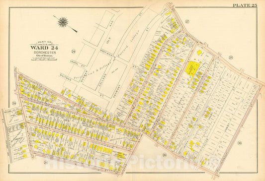 Historic Map : Atlas City of Boston, Vol. 5, Dorchester, 4th Ed., Dorchester 1904 Plate 025 , Vintage Wall Art