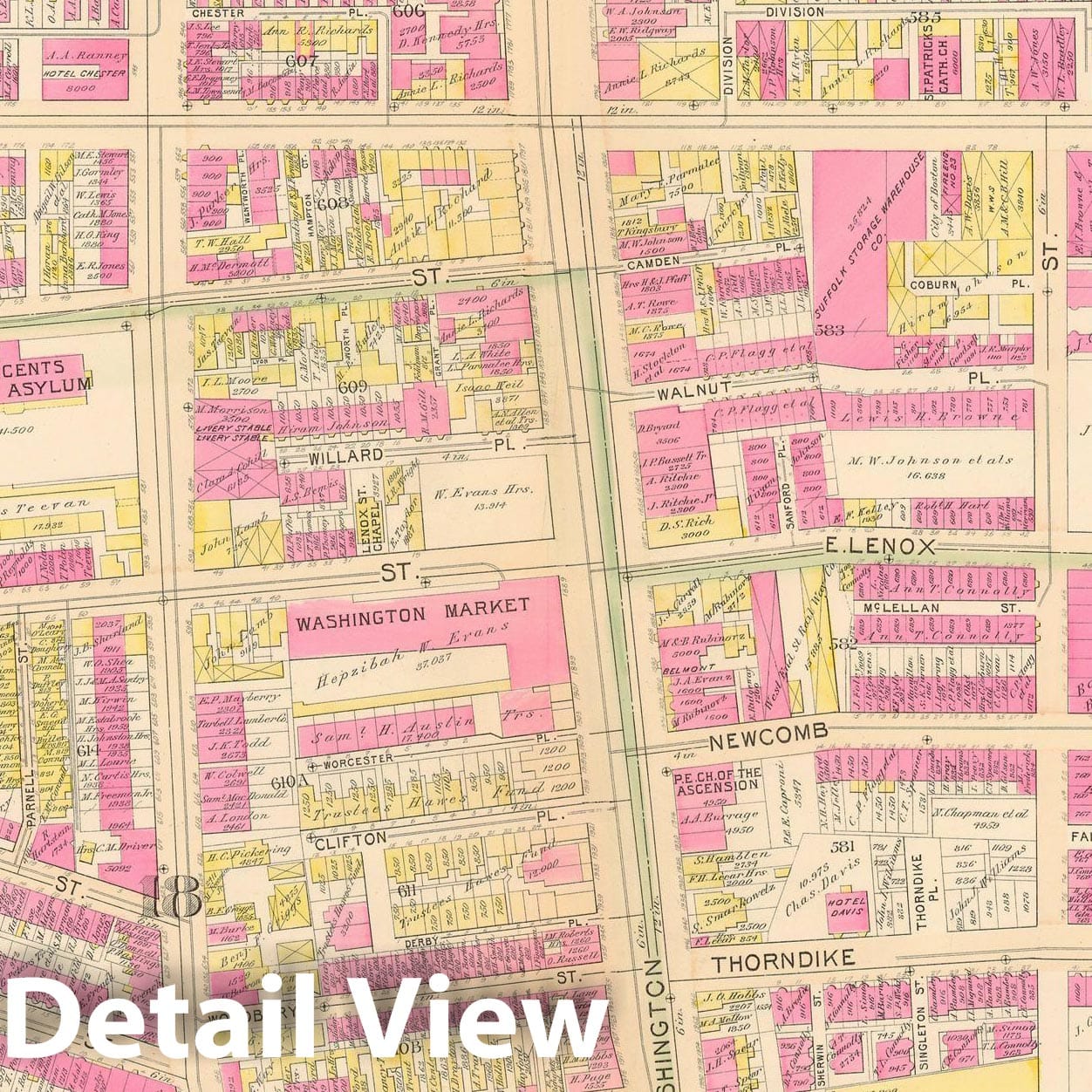 Historic Map : Boston 1895 Plate 018 , Atlas City of Boston Proper & Roxbury , Vintage Wall Art