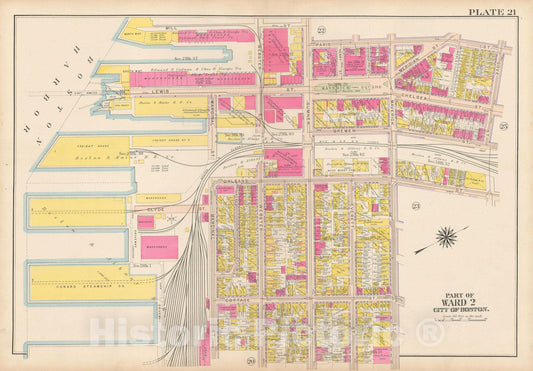 Historic Map : Atlas City of Boston: Charlestown and East Boston, East Boston 1912 Plate 021 , Vintage Wall Art