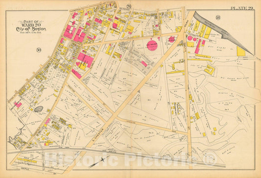 Historic Map : Atlas City of Boston, City Proper and Roxbury, Boston & Roxbury 1890 Plate 029 , Vintage Wall Art