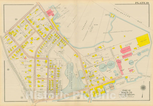 Historic Map : Atlas City of Boston, Dorchester, Dorchester 1918 Plate 019 , Vintage Wall Art