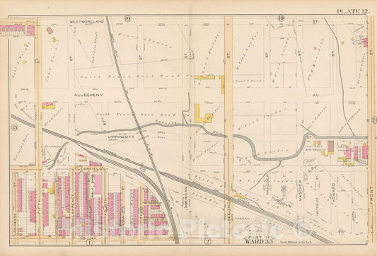 Historic Map : Atlas City of Philadelphia Volume 9 25th and 33rd Wards, Philadelphia 1891 Plate 012 , Vintage Wall Art