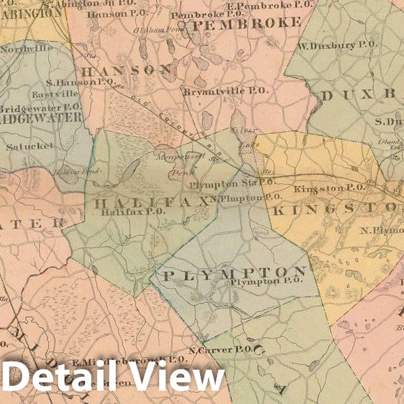 Historic Map : Atlas of Plymouth County Massachusetts, 1879 , Vintage Wall Art