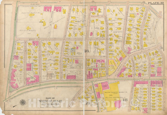 Historic Map : Atlas City of Boston, Roxbury, Roxbury 1915 Plate 030 , Vintage Wall Art