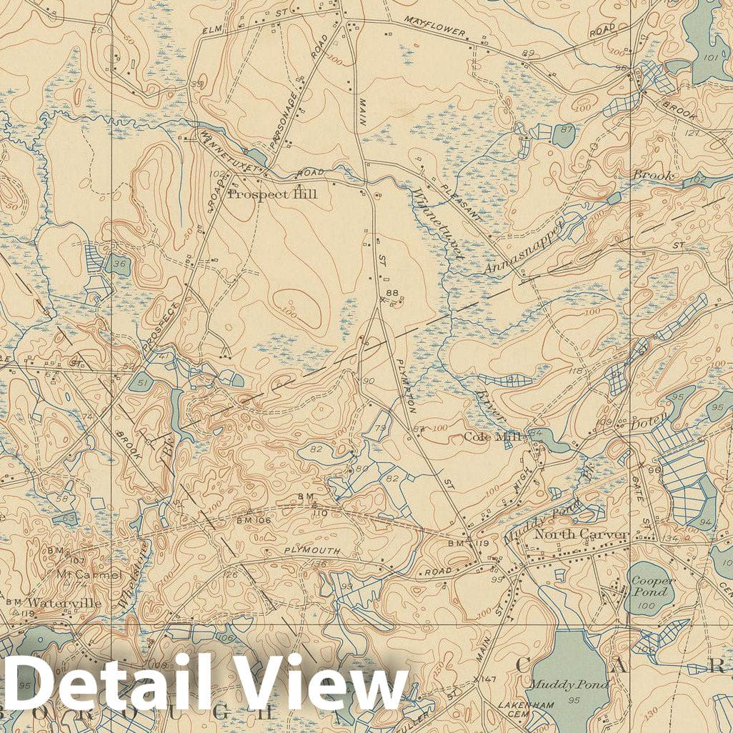 Historic Map : USGS 7.5 Minute Sheets and Quadrangles, Carver & Middleborough & Plympton 1949 Topographic Map , Vintage Wall Art