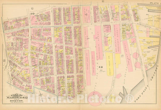 Historic Map : Atlas City of Boston, Boston Proper, Volume I, Boston 1883 Plate I , Vintage Wall Art