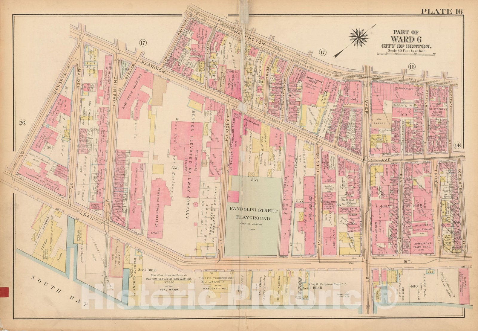 Historic Map : Atlas City of Boston, Boston Proper and Back Bay, Boston 1922 Plate 016 , Vintage Wall Art