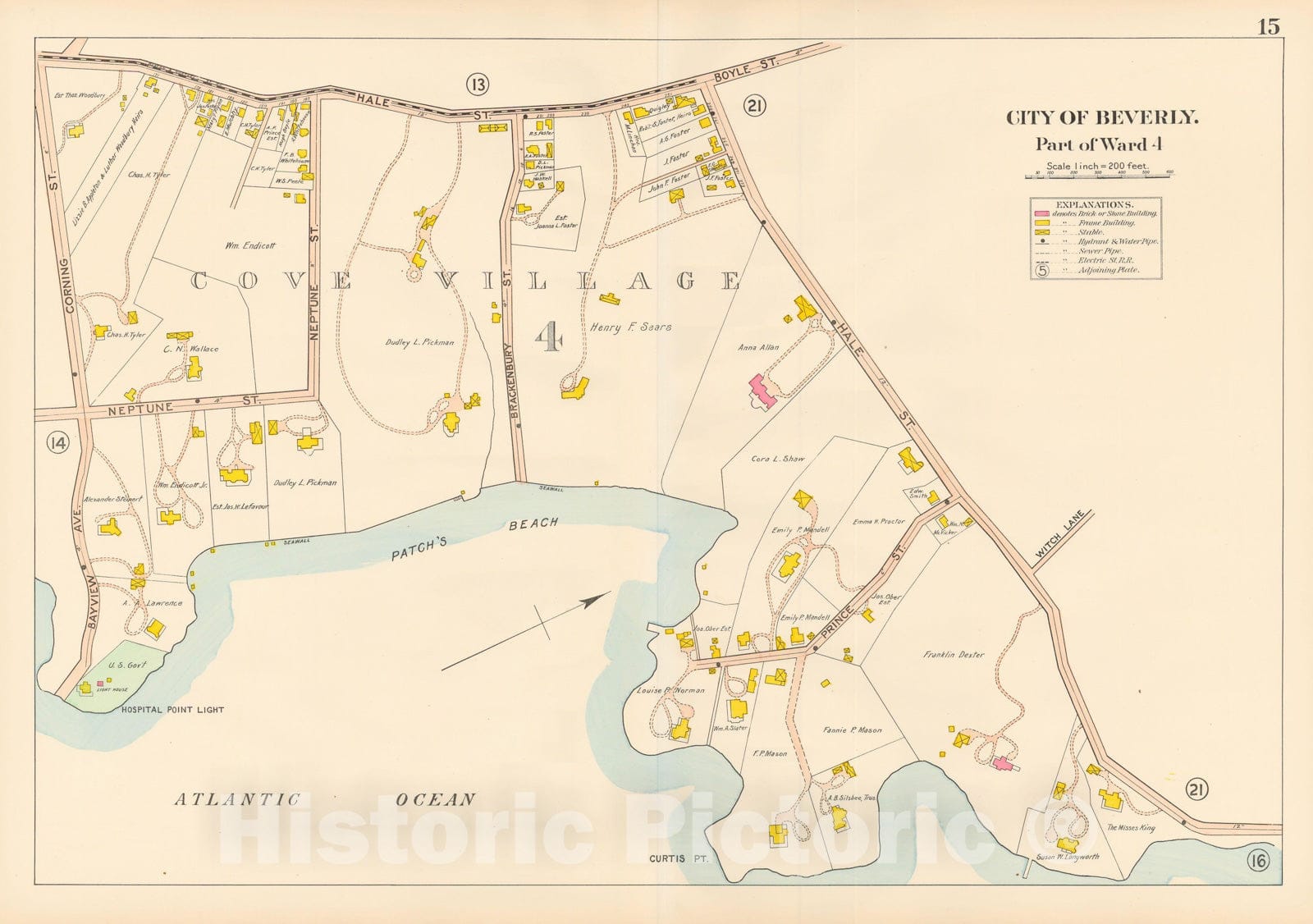 Historic Map : Beverly 1907 Plate 015 , Atlas City of Beverly , Vintage Wall Art