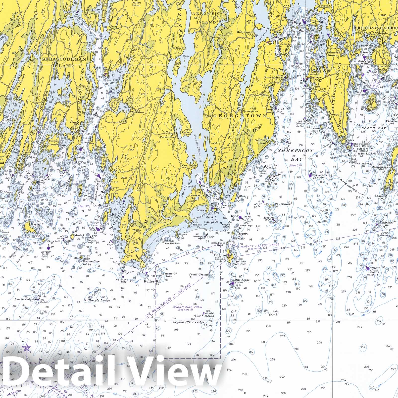Historic Map : Casco Bay 1971 , Vintage Wall Art