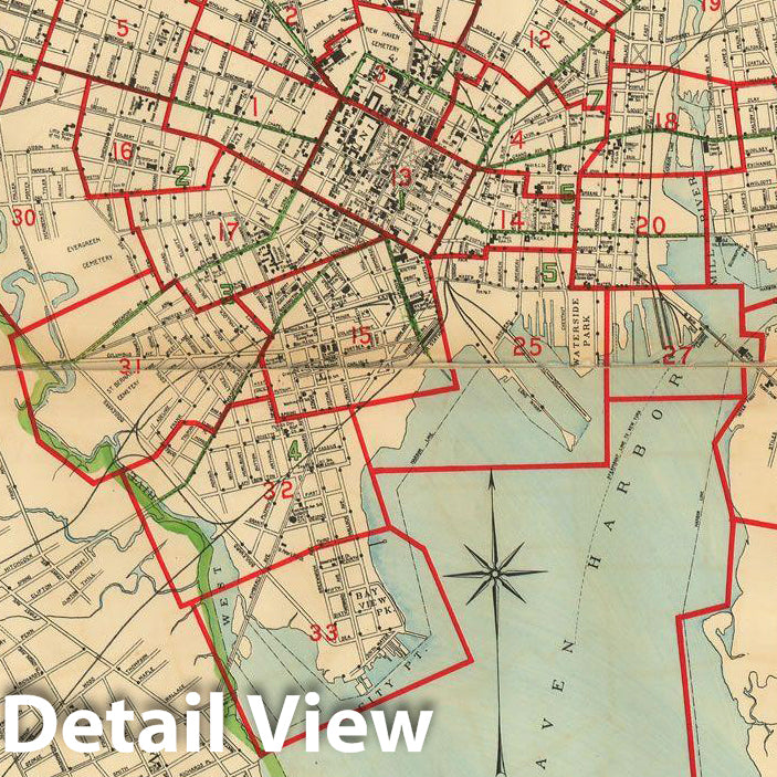 Historic Map : Atlas of New Haven Connecticut, New Haven 1911 Index Plate , Vintage Wall Art