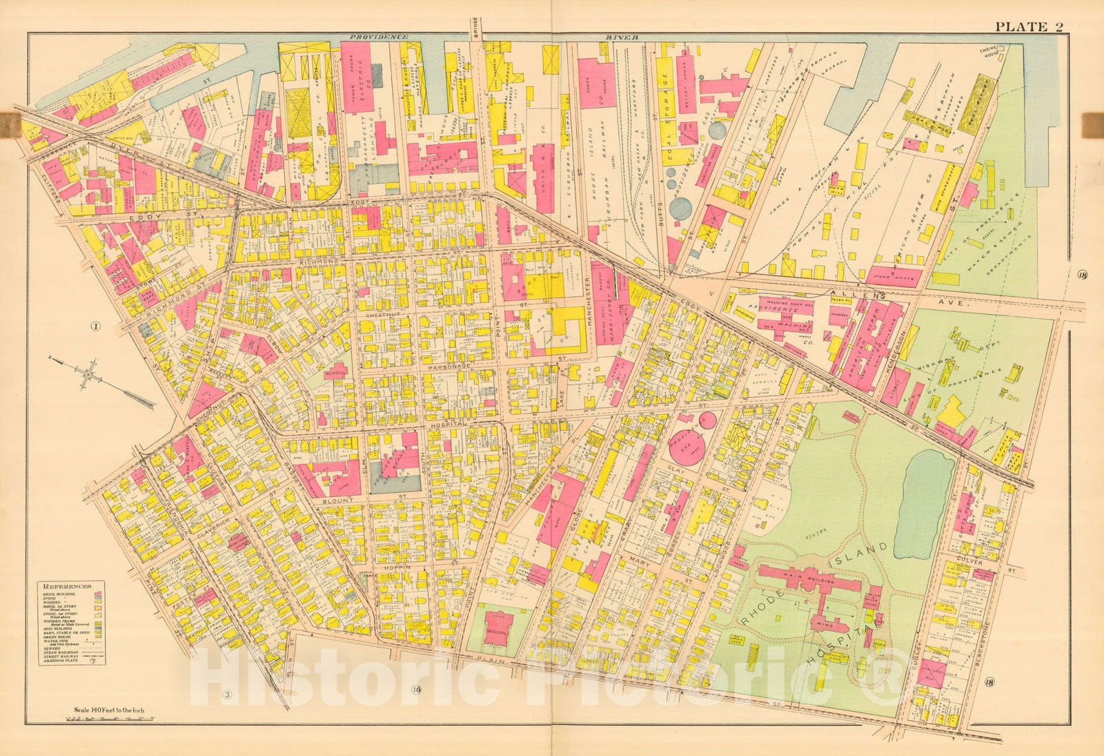 Historic Map : Atlas City of Providence Rhode Island, Providence 1908 Plate 002 , Vintage Wall Art
