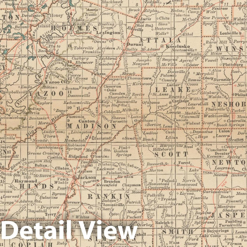 Historic Map : Mississippi 1914 , Century Atlas of the World, Vintage Wall Art