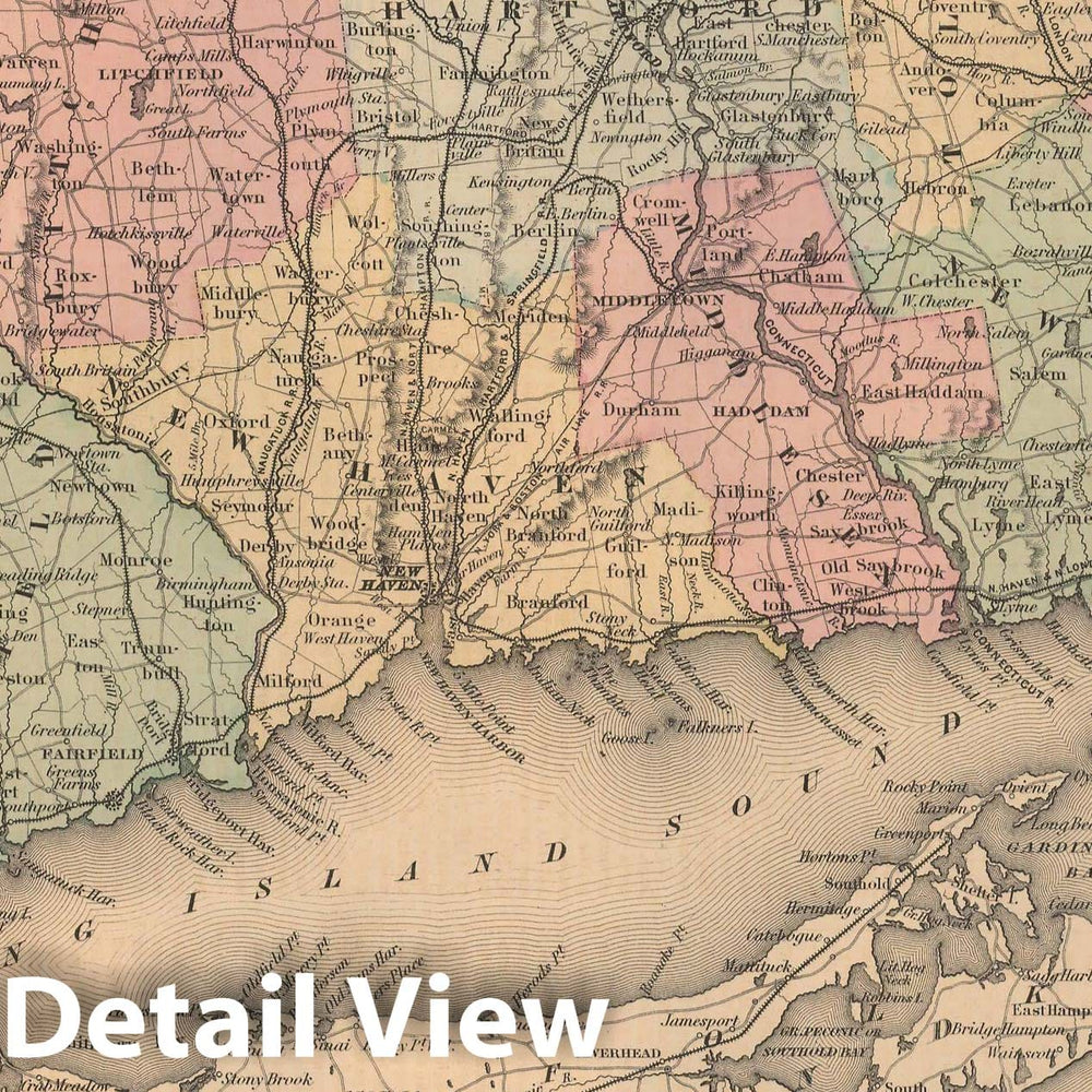 Historic Map : Connecticut 1857 , General Atlas (Of The World) , Vintage Wall Art