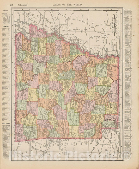 Historic Map : Arkansas 1900 , Universal Atlas World , Vintage Wall Art