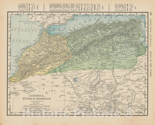 Historic Map : Algeria & Tunis & Morocco 1900 , Universal Atlas World , Vintage Wall Art