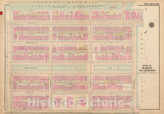 Historic Map : Atlas City of Boston, Boston Proper and Back Bay, Boston 1922 Plate 020 , Vintage Wall Art