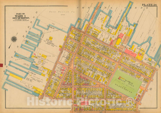 Historic Map : Atlas City of Boston: Charlestown and East Boston, East Boston 1922 Plate 026 , Vintage Wall Art