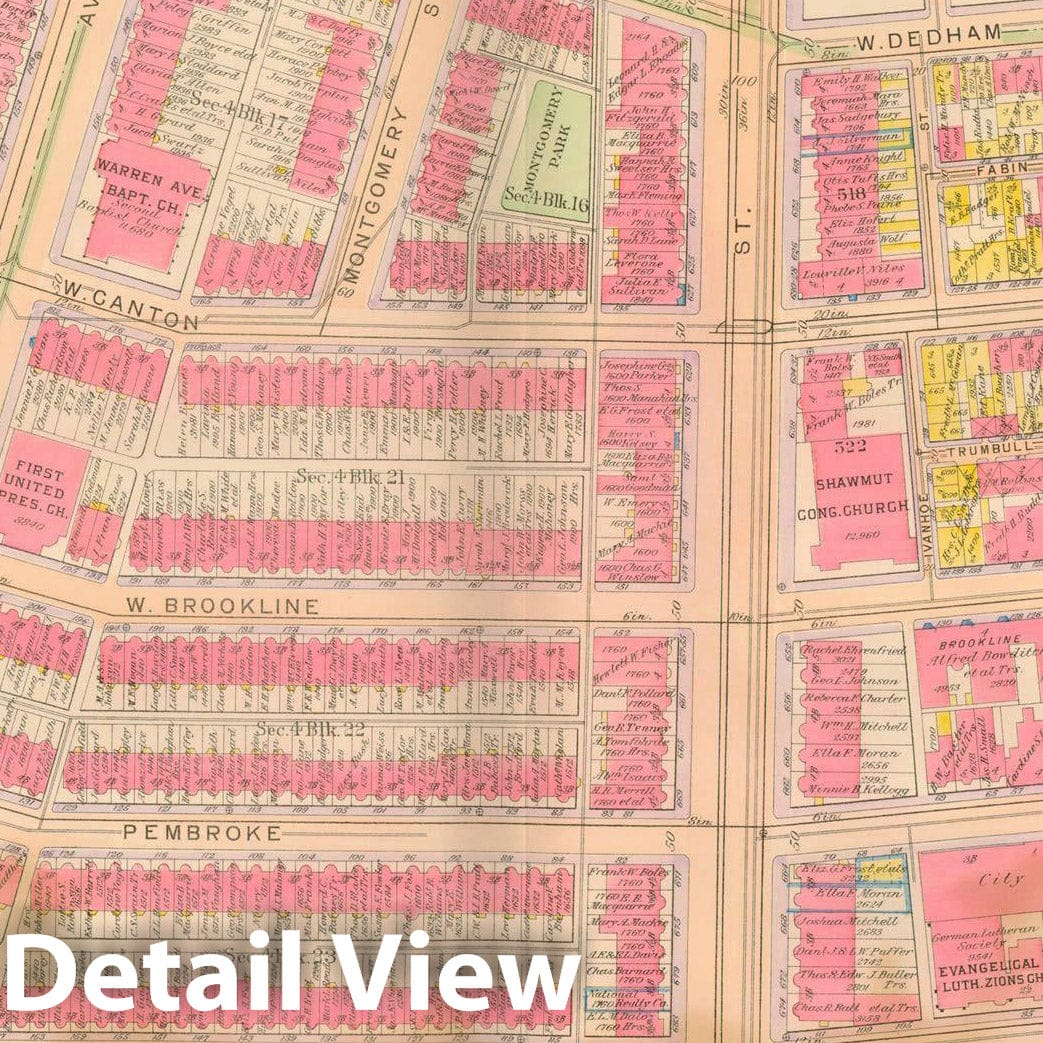 Historic Map : Atlas City of Boston, Boston 1912 Plate 025 , Vintage Wall Art
