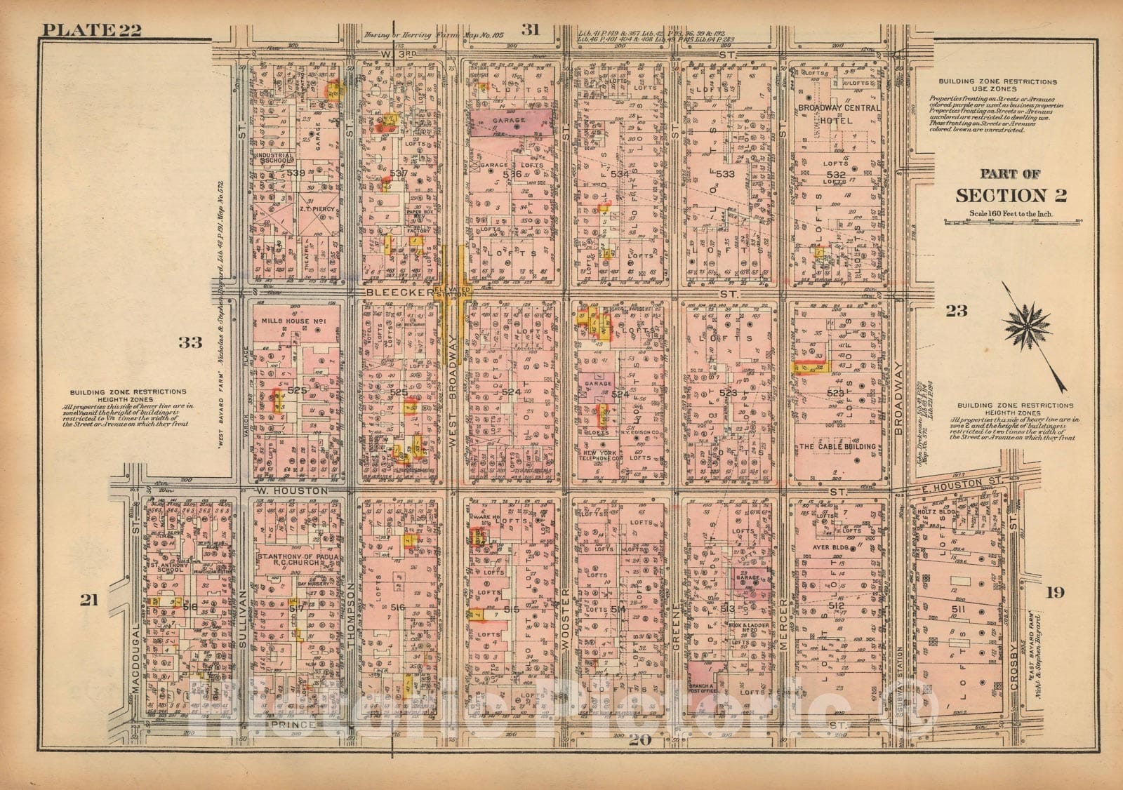 Historic Map : Land Book of the Borough of Manhattan, City of NY, Manhattan 1925 Plate 022 , Vintage Wall Art