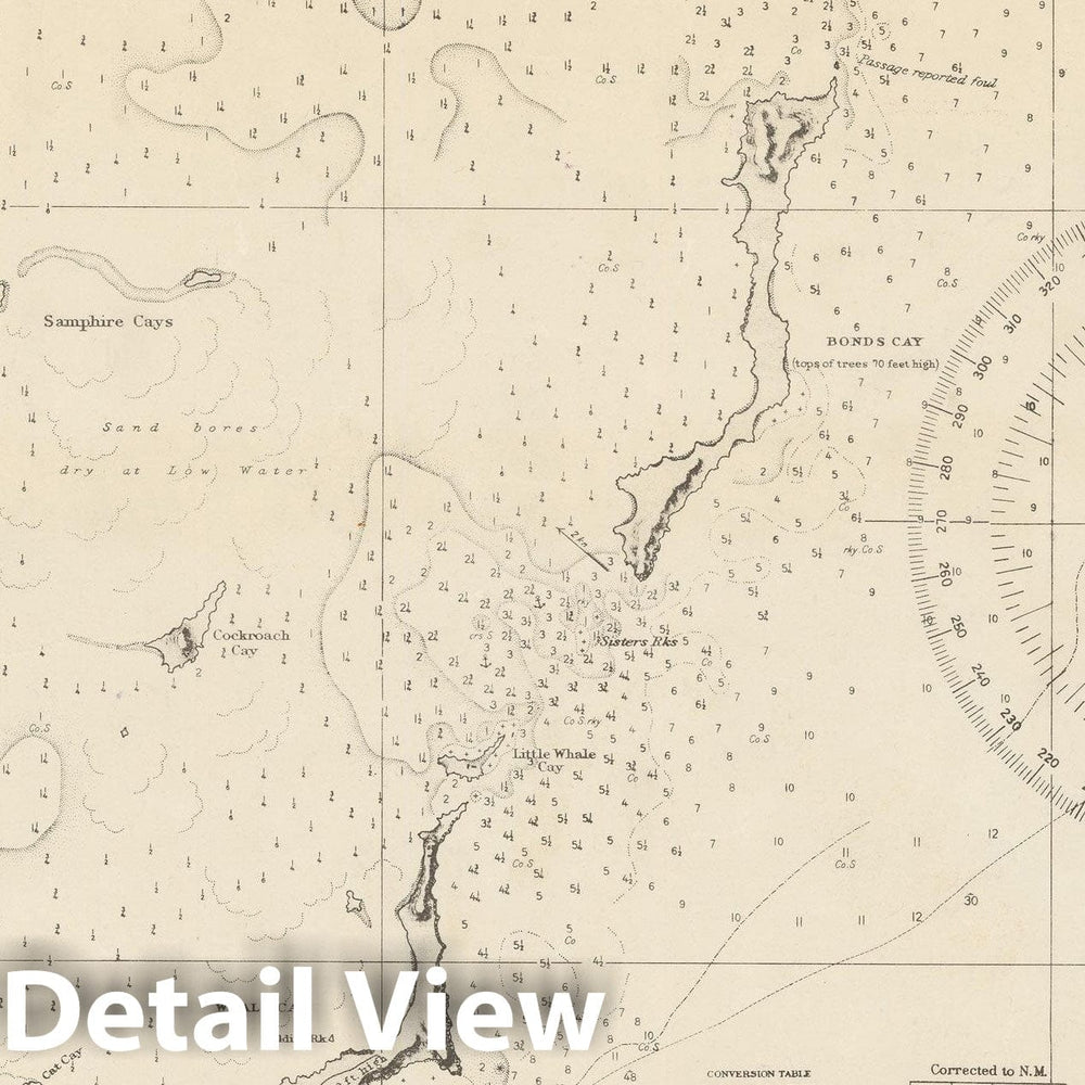 Historic Map : Coastal Charts - Great Bahama Bank: S. Portion of the Berry Islands 1949 , Vintage Wall Art