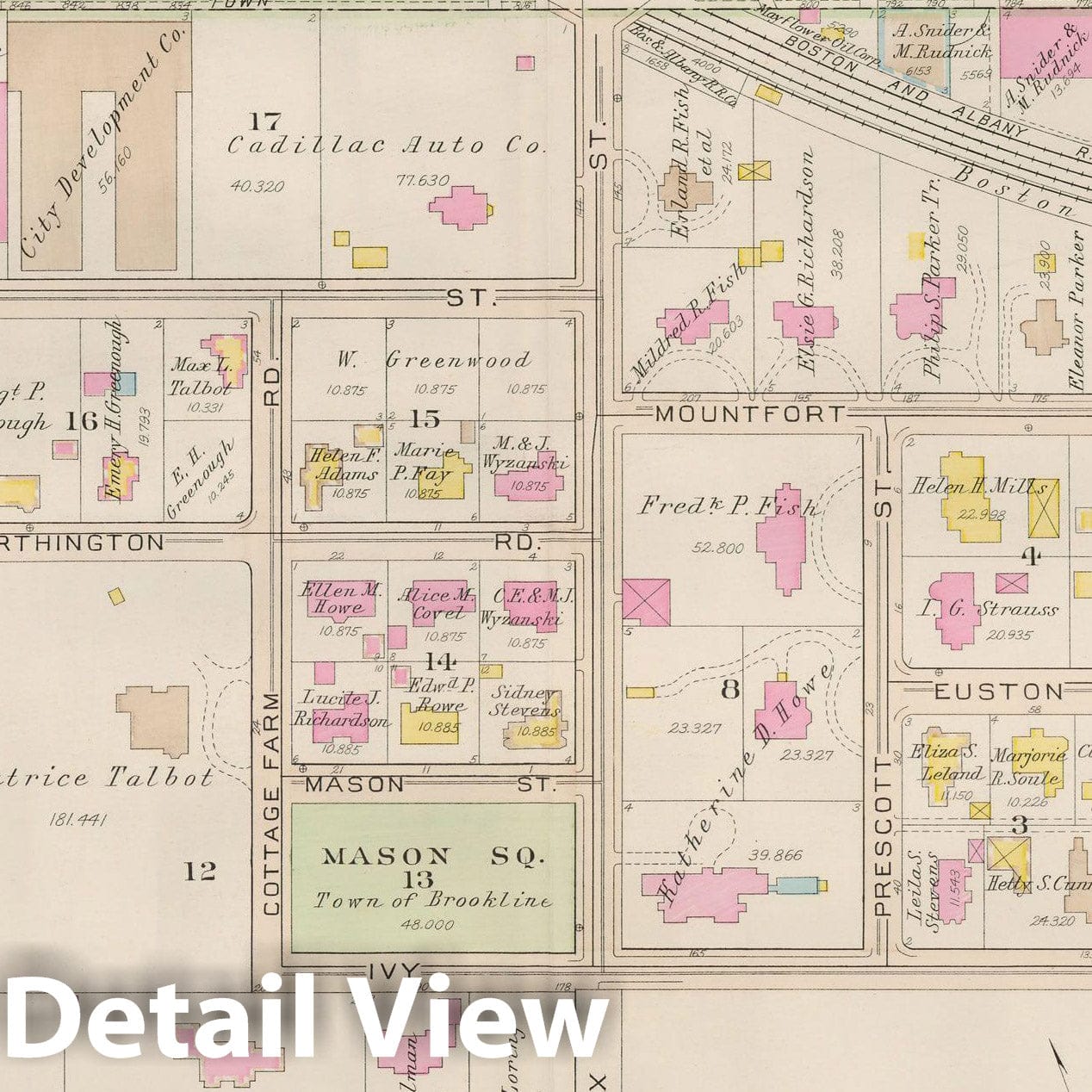 Historic Map : Atlas Town of Brookline, Brookline 1927 Plate 005 , Vintage Wall Art
