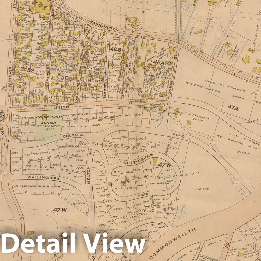 Historic Map : Atlas of Dorchester, West Roxbury and Brighton, Brighton 1899 Plate 038 , Vintage Wall Art
