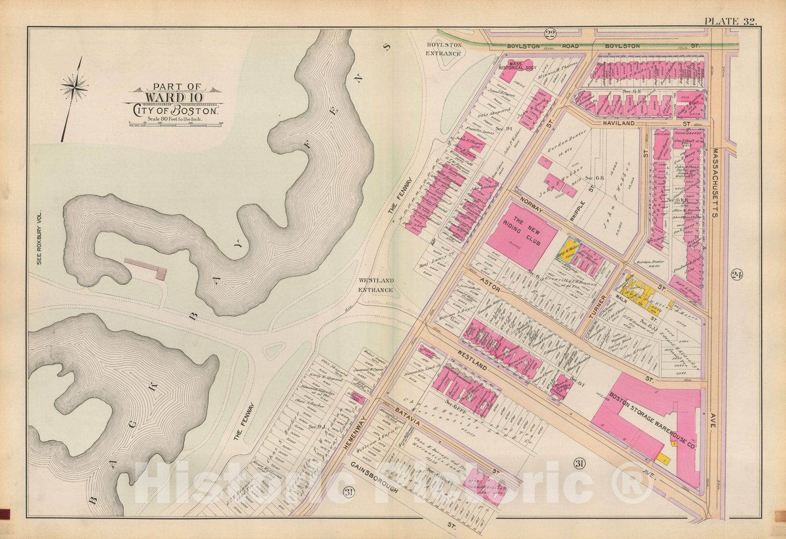 Historic Map : Atlas of Boston Proper, 1898 Plate 032 , Vintage Wall Art
