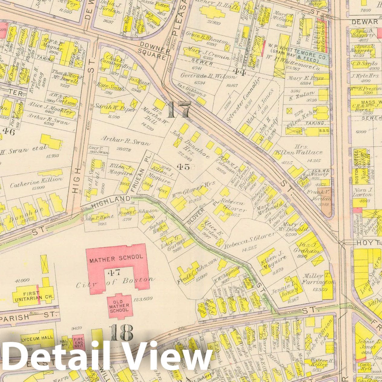 Historic Map : Atlas City of Boston, Dorchester, Dorchester 1918 Plate 008 , Vintage Wall Art