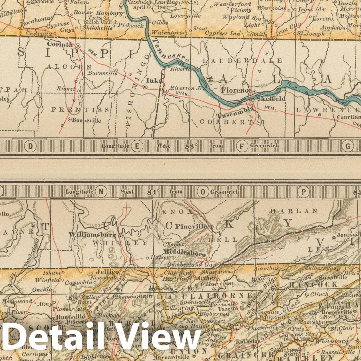 Historic Map : Tennessee 1914 , Century Atlas of the World, Vintage Wall Art