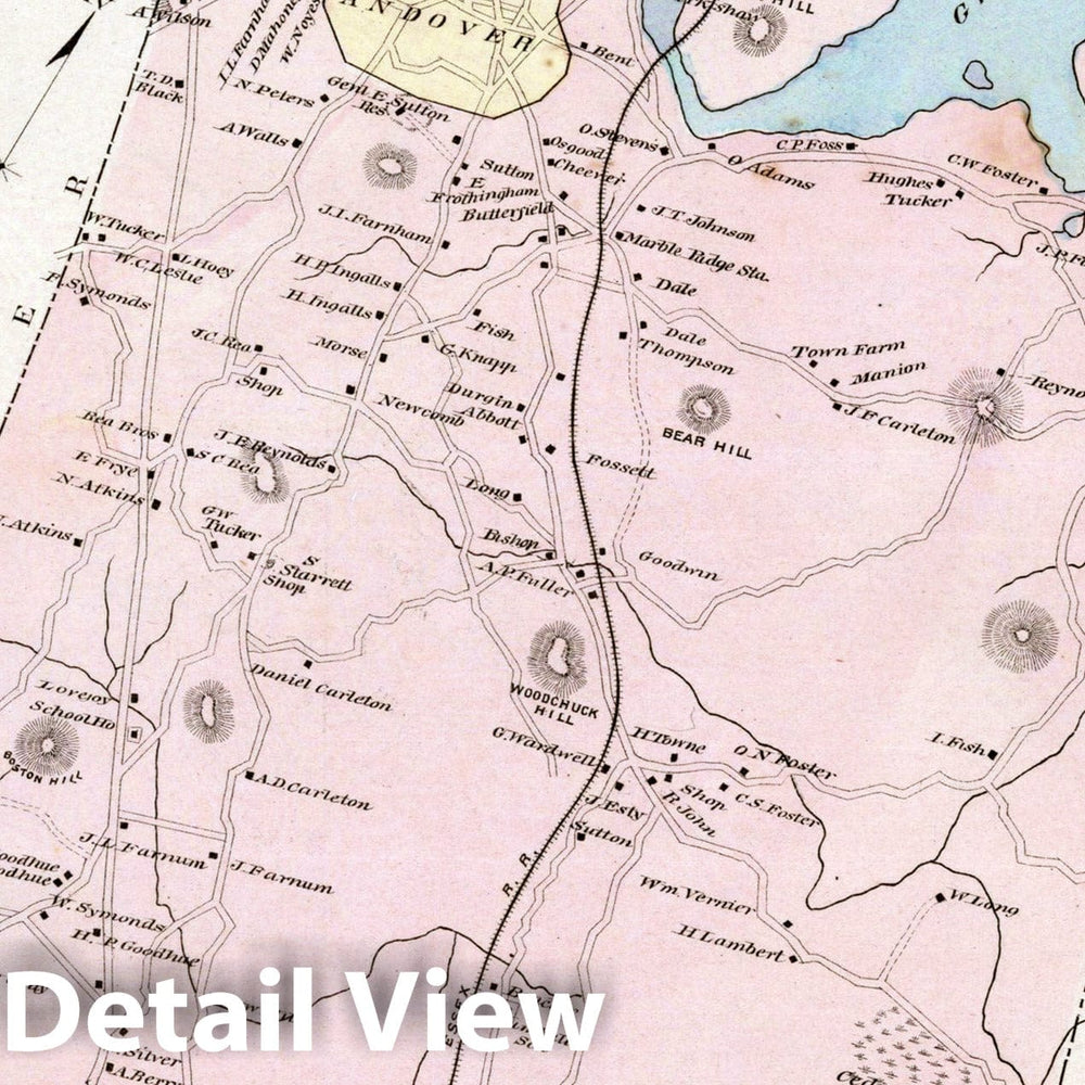 Historic Map : Atlas of Essex County, North Andover 1884 , v3, Vintage Wall Art