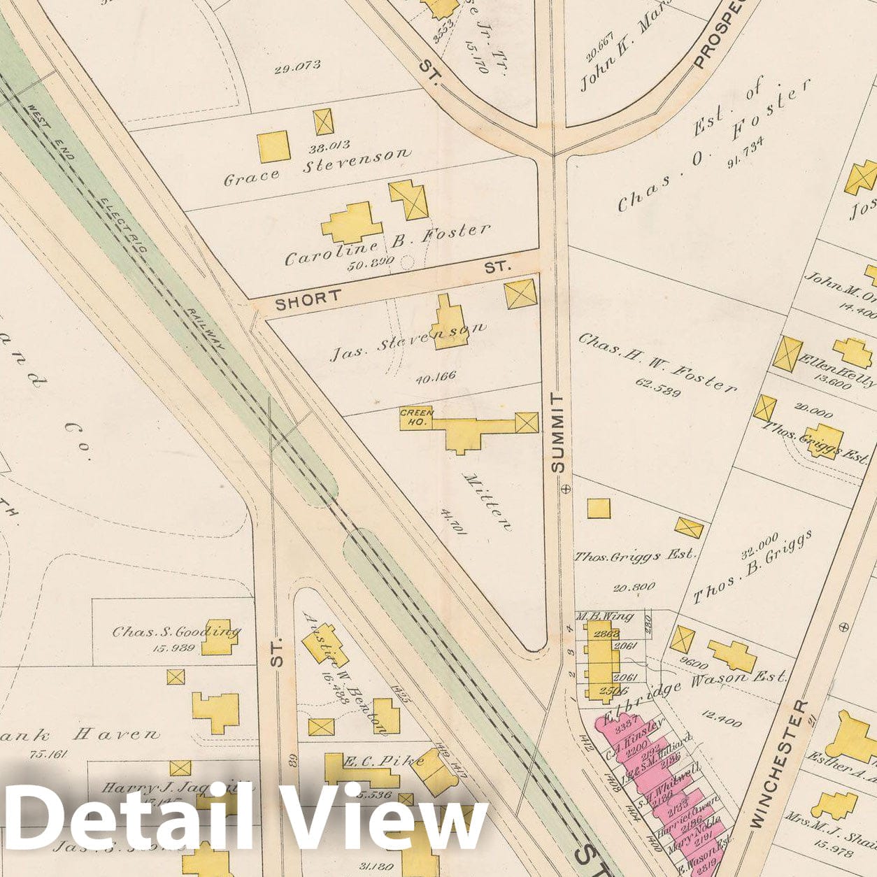 Historic Map : Atlas Town of Brookline, Brookline 1893 Plate 012 , Vintage Wall Art