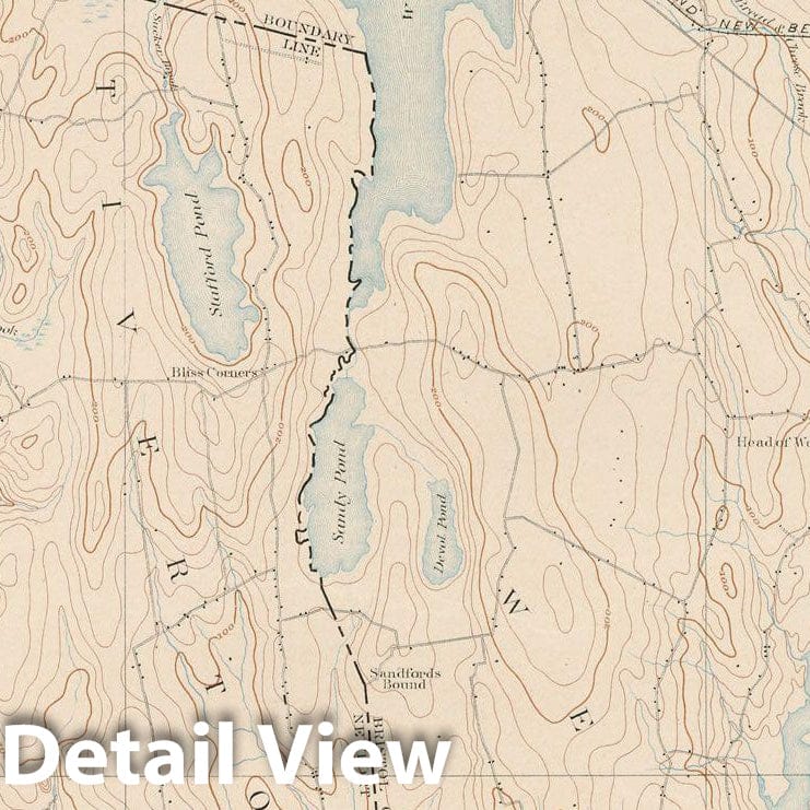 Historic Map : Rhode Island, Dartmouth & Fall River & Westport 1903 Topographic Map , Vintage Wall Art