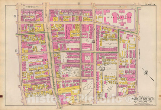 Historic Map : Atlas of Boston Proper, 1898 Plate 029 , Vintage Wall Art