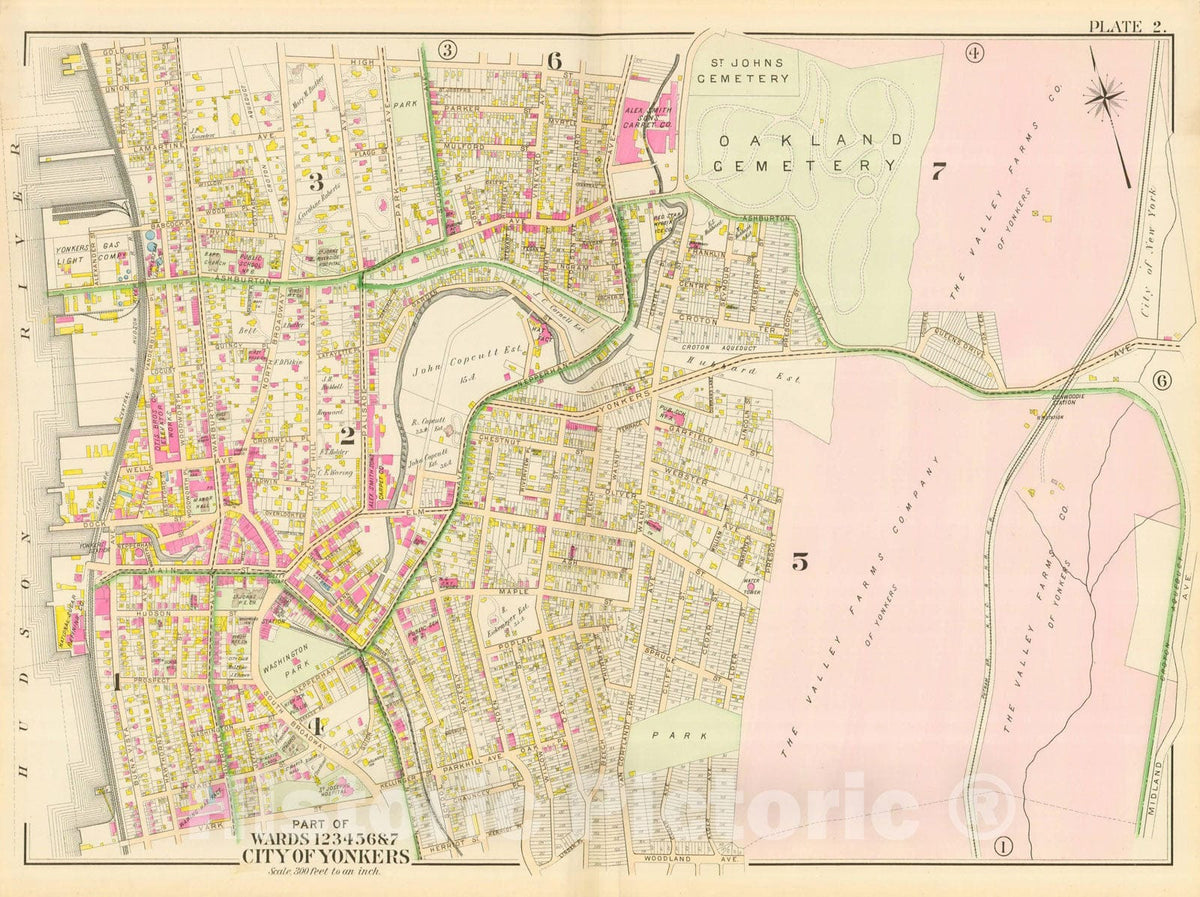 Historic Map : Westchester County, NY Volume 2, Yonkers 1909 Plate 002 , Vintage Wall Art