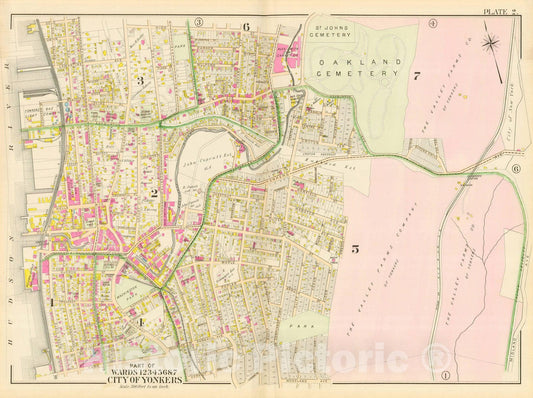 Historic Map : Westchester County, NY Volume 2, Yonkers 1909 Plate 002 , Vintage Wall Art