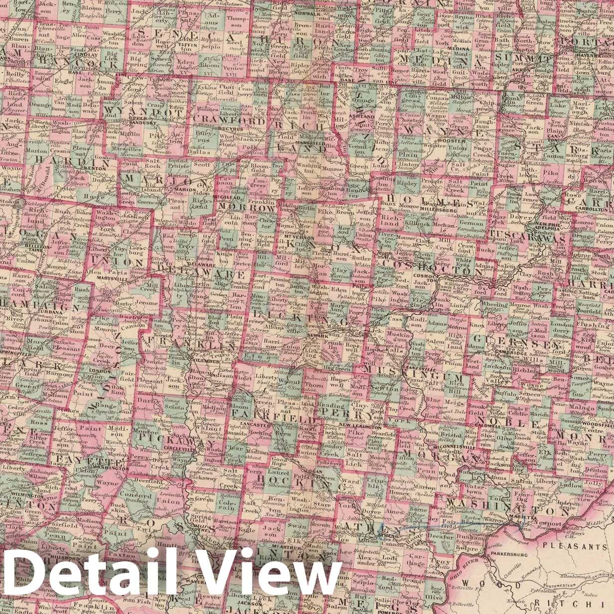 Historic Map : Ohio 1873 , Family Atlas World , Vintage Wall Art