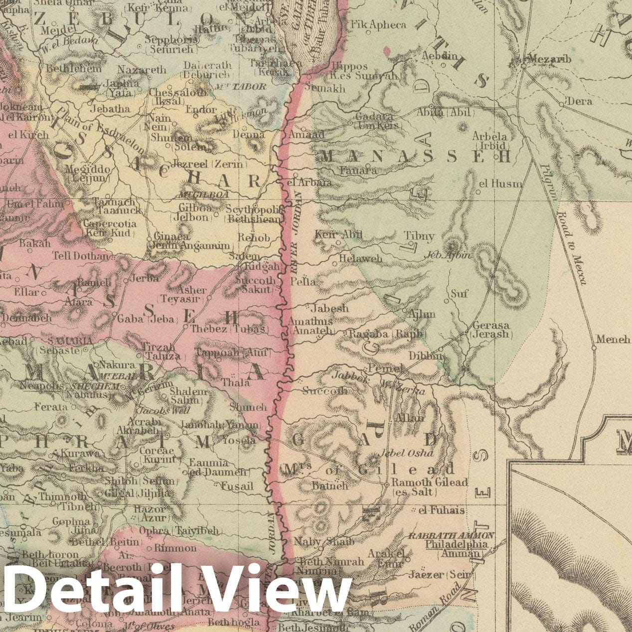 Historic Map : Palestine & Israel & Jordan 1882 , Mitchell's New General Atlas , Vintage Wall Art