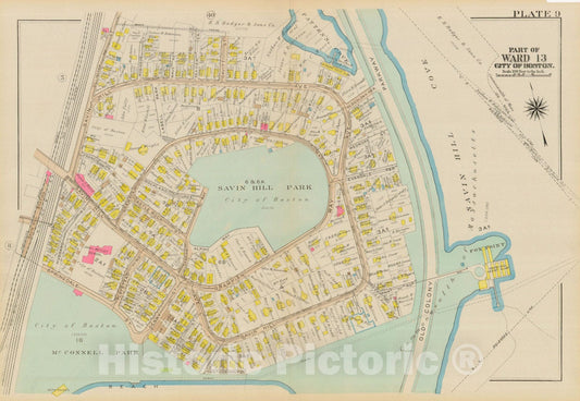 Historic Map : Atlas City of Boston, Dorchester, Dorchester 1933 Plate 009 , Vintage Wall Art