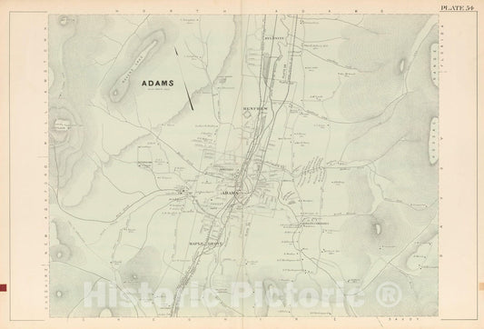 Historic Map : Atlas of Berkshire County Massachusetts, Adams 1904 Plate 054 , Vintage Wall Art