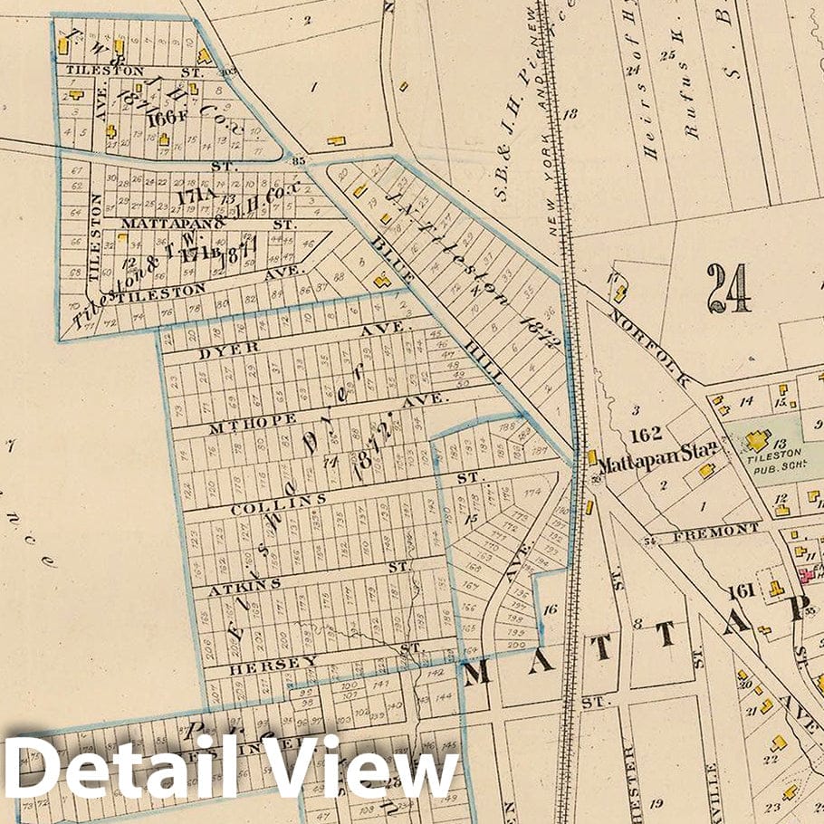 Historic Map : City Atlas of Boston, Massachusetts, Dorchester 1882 Plate 033 , Vintage Wall Art