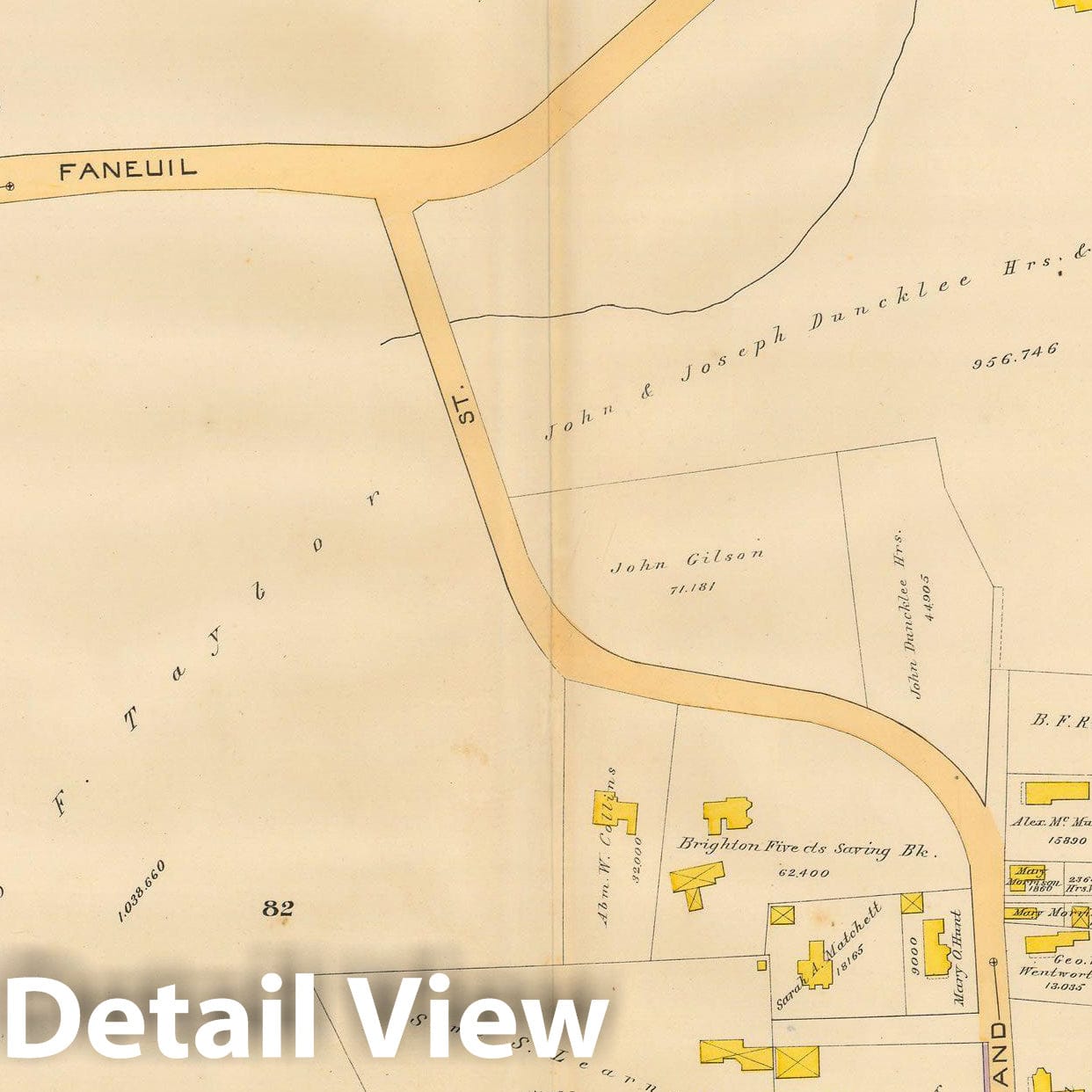 Historic Map : Atlas City of Boston, Volume 7, Brighton Mass., Brighton 1890 Plate 002 , Vintage Wall Art