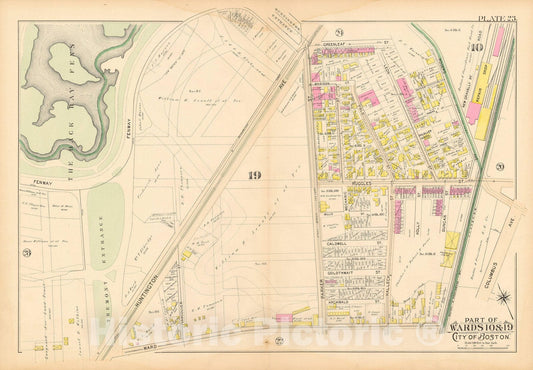 Historic Map : Atlas City of Boston Proper 1895 Plate 023 , Vintage Wall Art