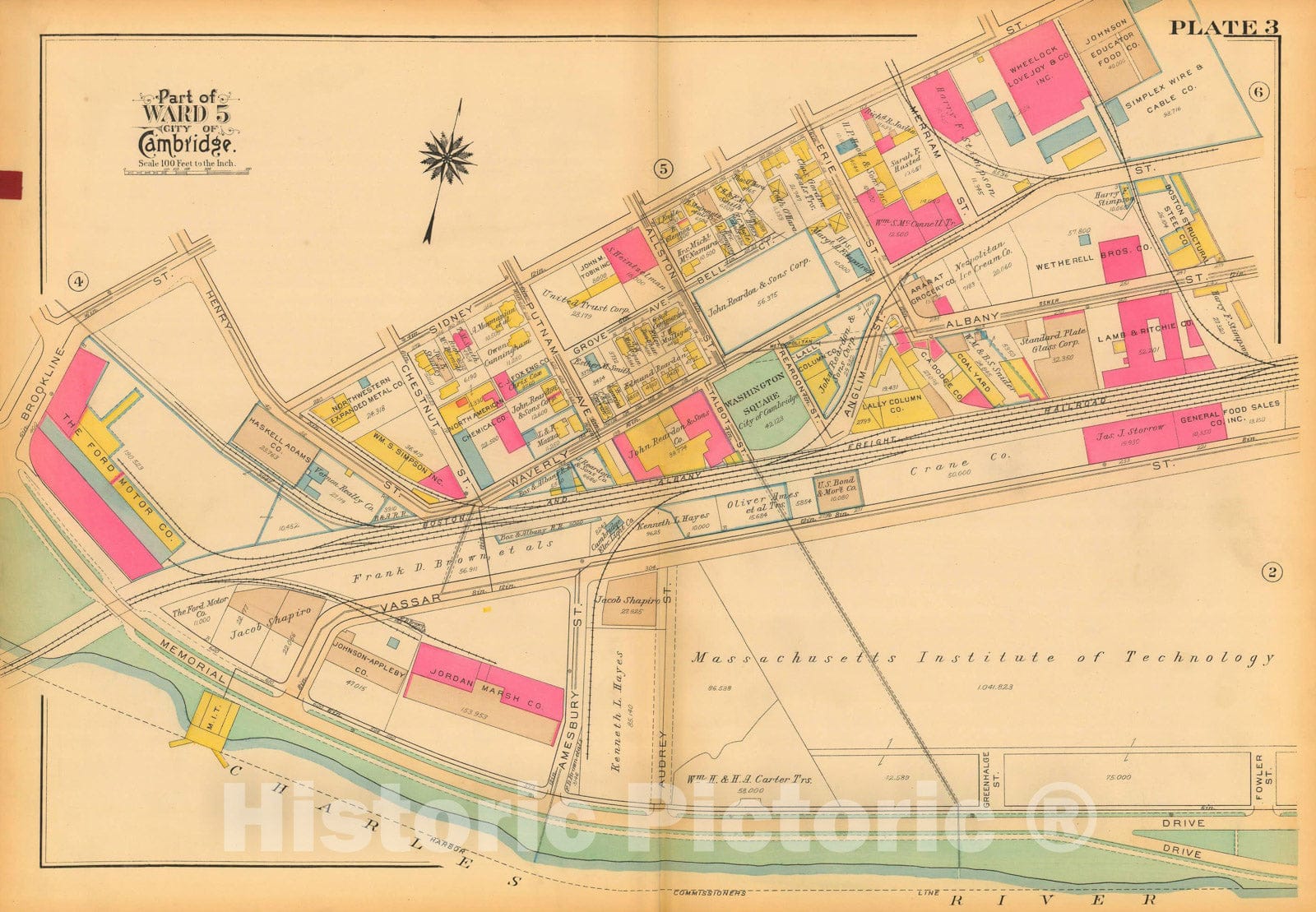 Historic Map : Atlas City of Cambridge, Massachusetts, Cambridge 1930 Plate 003 , Vintage Wall Art