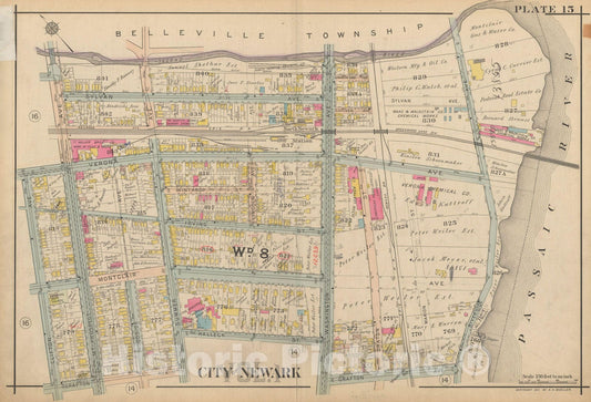 Historic Map : Atlas of Newark, Volume 1, Newark 1911 Plate 015 , Vintage Wall Art