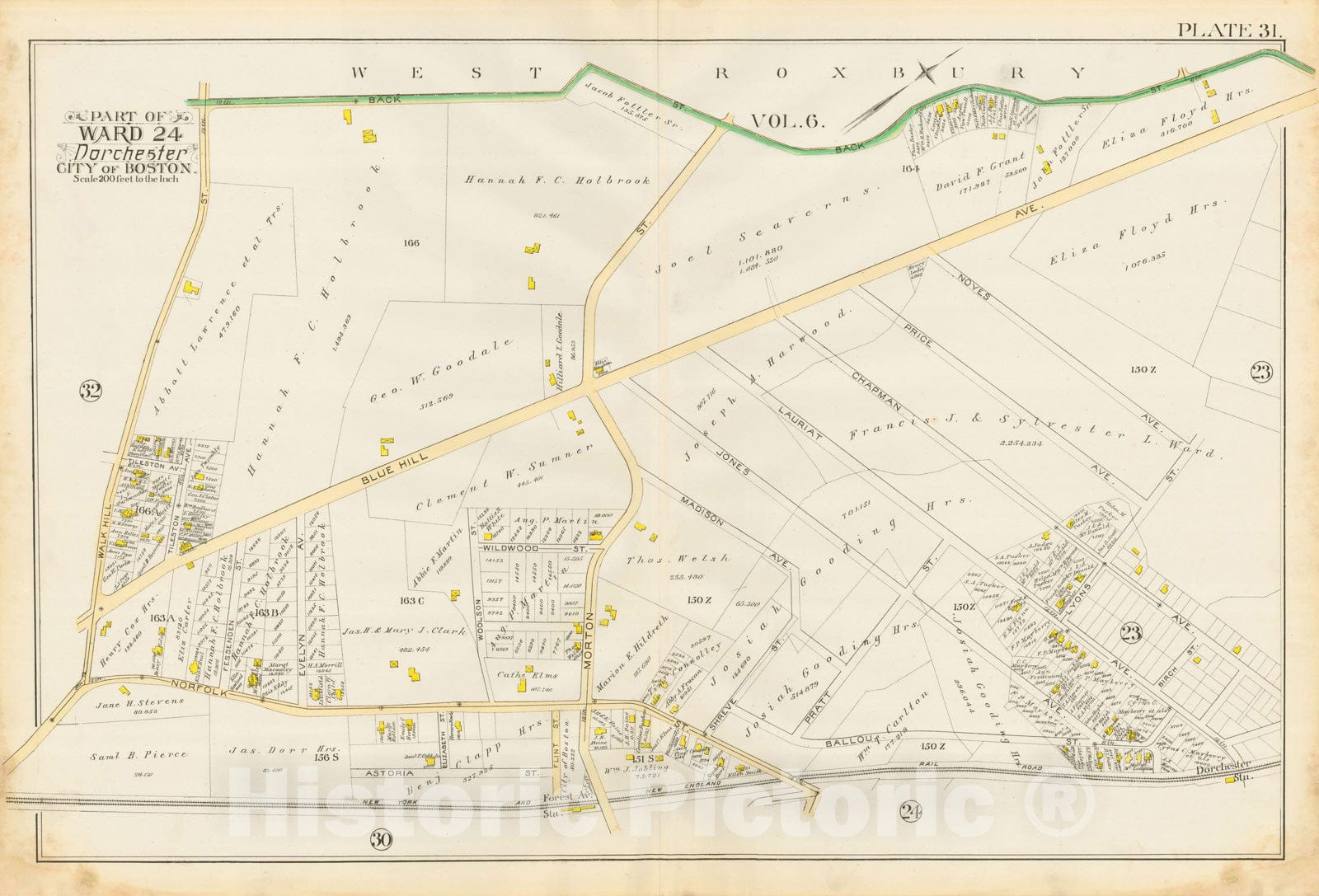Historic Map : Atlas City of Boston, Vol. 5, Dorchester, Dorchester 1889 Plate 031 , Vintage Wall Art