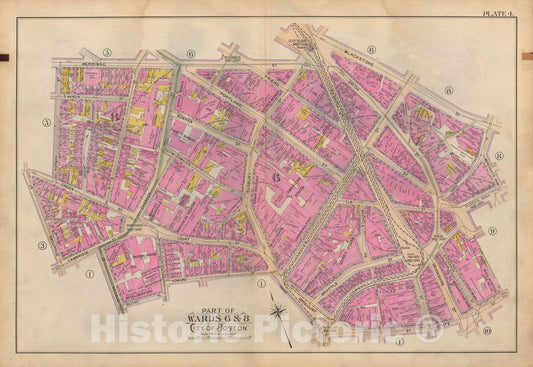 Historic Map : Atlas of Boston Proper, 1898 Plate 004 , Vintage Wall Art